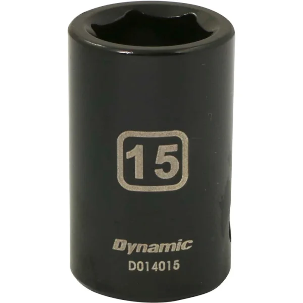 Dynamic Tools 1/2" Drive 6 Point Metric, 15mm Standard Length, Impact Socket (D014015)