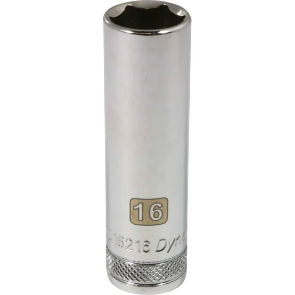 Dynamic Tools 1/2" Drive 6 Point Metric, 16mm Deep Length, Chrome Finish Socket (D016216)