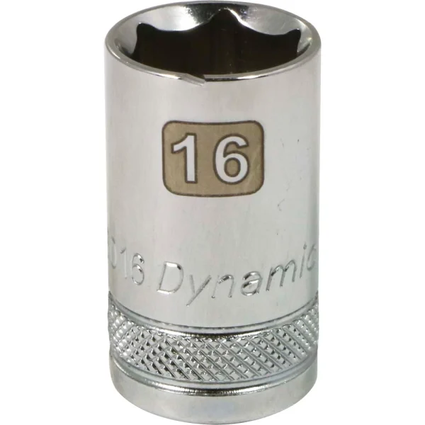 Dynamic Tools 1/2" Drive 6 Point Metric, 16mm Standard Length, Chrome Finish Socket (D016016)