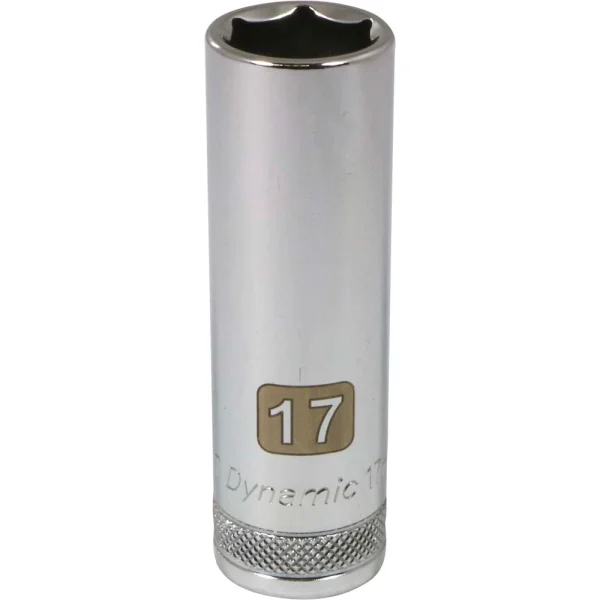 Dynamic Tools 1/2" Drive 6 Point Metric, 17mm Deep Length, Chrome Finish Socket (D016217)