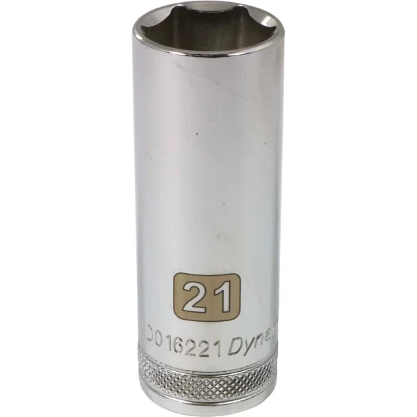 Dynamic Tools 1/2" Drive 6 Point Metric, 21mm Deep Length, Chrome Finish Socket (D016221)