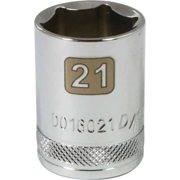 Dynamic Tools 1/2" Drive 6 Point Metric, 21mm Standard Length, Chrome Finish Socket (D016021)