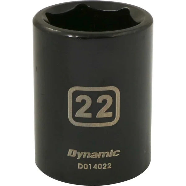 Dynamic Tools 1/2" Drive 6 Point Metric, 22mm Standard Length, Impact Socket (D014022)