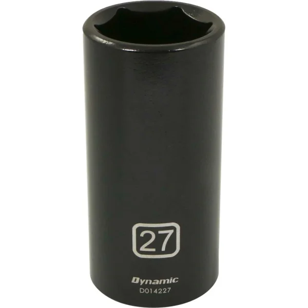 Dynamic Tools 1/2" Drive 6 Point Metric, 27mm Deep Length, Impact Socket (D014227)