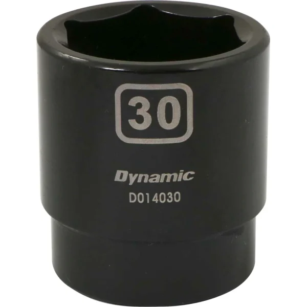 Dynamic Tools 1/2" Drive 6 Point Metric, 30mm Standard Length, Impact Socket (D014030)