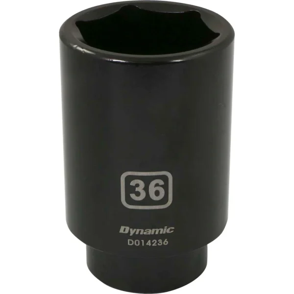 Dynamic Tools 1/2" Drive 6 Point Metric, 36mm Deep Length, Impact Socket (D014236)
