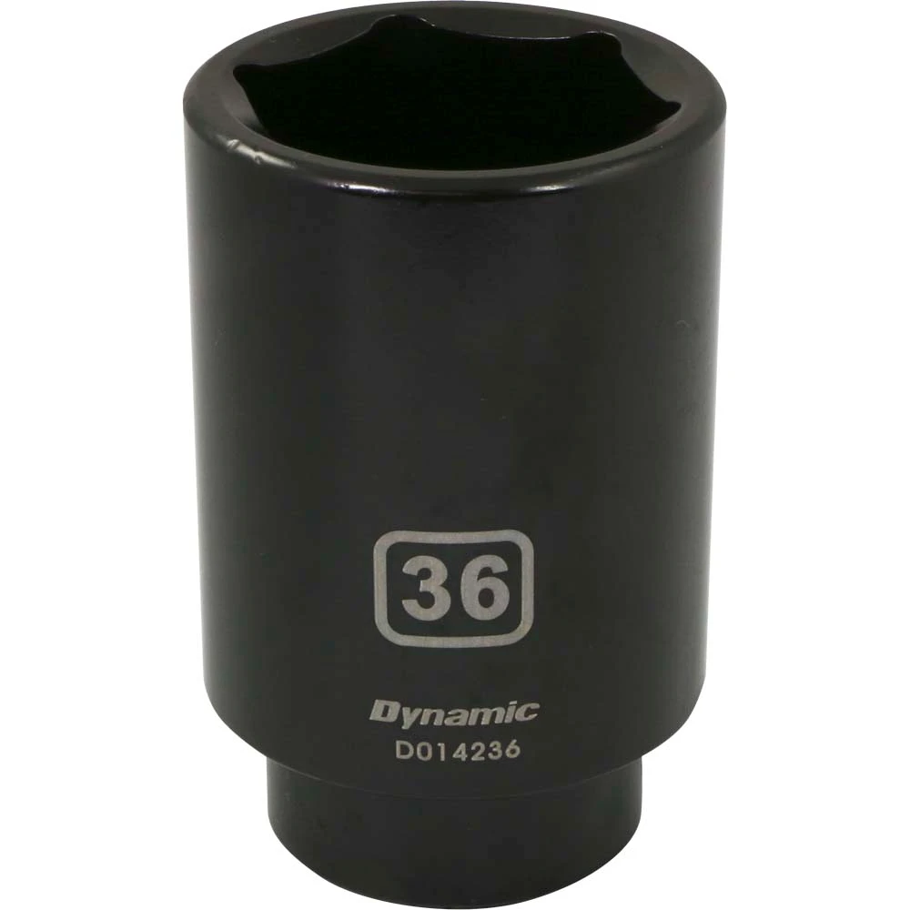 Dynamic Tools 1/2" Drive 6 Point Metric, 36mm Deep Length, Impact Socket (D014236)