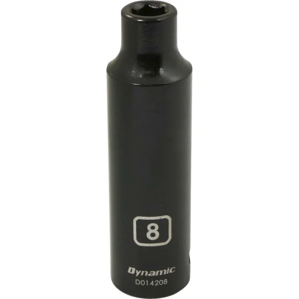 Dynamic Tools 1/2" Drive 6 Point Metric, 8mm Deep Length, Impact Socket (D014208)