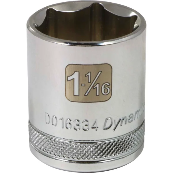 Dynamic Tools 1/2" Drive 6 Point SAE, 1-1/16" Standard Length, Chrome Finish Socket (D016334)