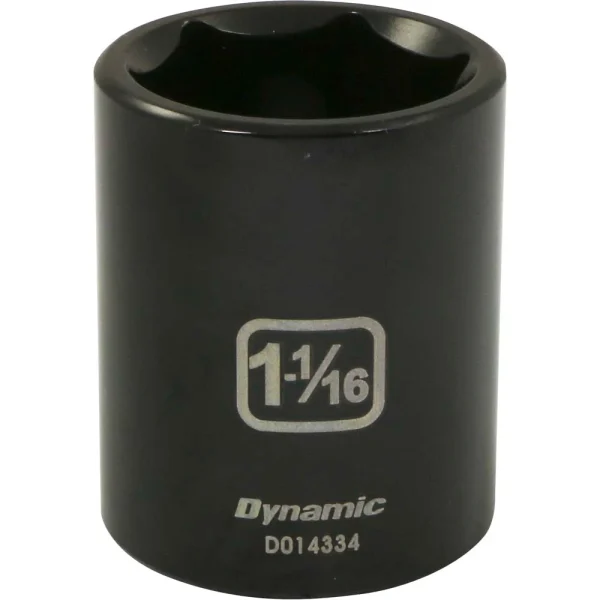 Dynamic Tools 1/2" Drive 6 Point SAE, 1-1/16" Standard Length, Impact Socket (D014334)