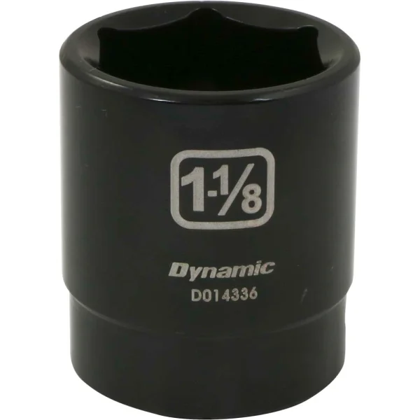 Dynamic Tools 1/2" Drive 6 Point SAE, 1-1/8" Standard Length, Impact Socket (D014336)