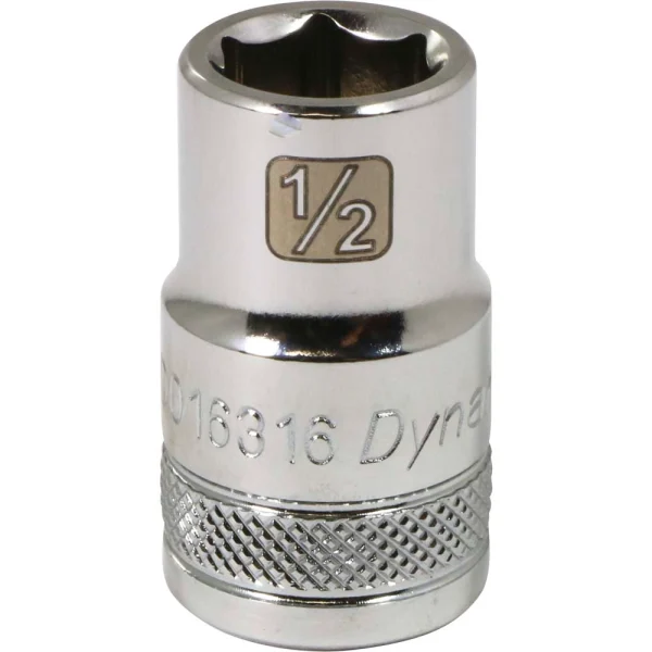 Dynamic Tools 1/2" Drive 6 Point SAE, 1/2" Standard Length, Chrome Finish Socket (D016316)