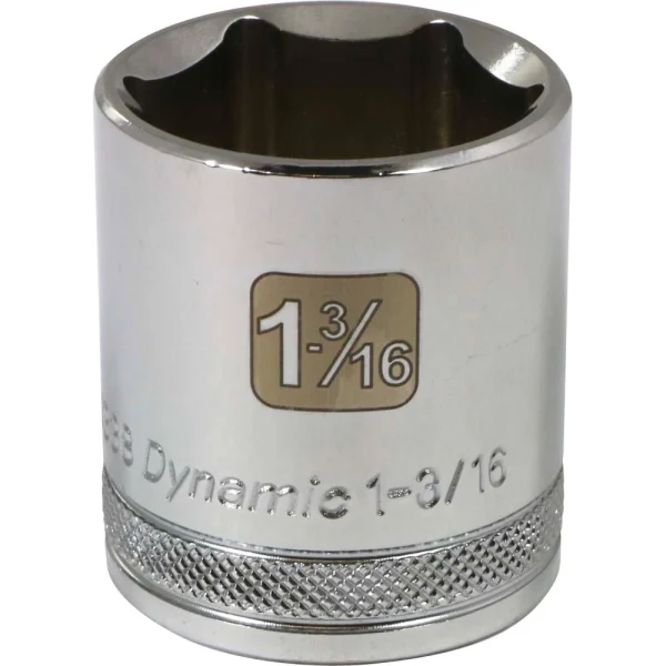 Dynamic Tools 1/2" Drive 6 Point SAE, 1-3/16" Standard Length, Chrome Finish Socket (D016338)