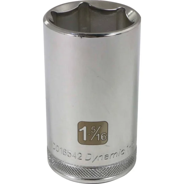 Dynamic Tools 1/2" Drive 6 Point SAE, 1-5/16" Deep Length, Chrome Finish Socket (D016542)