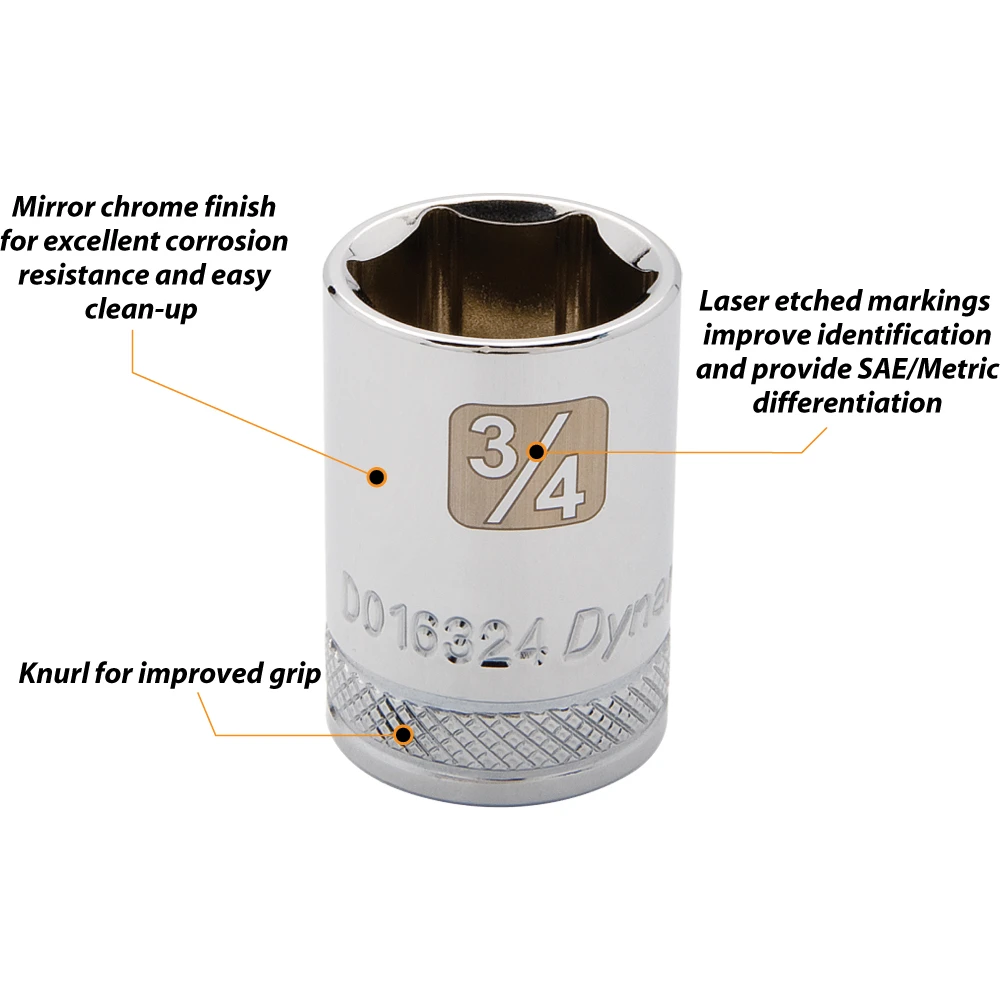 Dynamic Tools 1/2" Drive 6 Point SAE, 1-5/16" Standard Length, Chrome Finish Socket (D016342) — product image 3