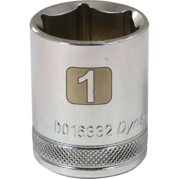 Dynamic Tools 1/2" Drive 6 Point SAE, 1" Standard Length, Chrome Finish Socket (D016332)