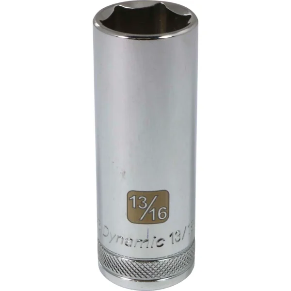 Dynamic Tools 1/2" Drive 6 Point SAE, 13/16" Deep Length, Chrome Finish Socket (D016526)