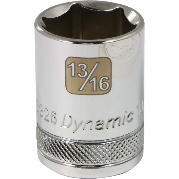 Dynamic Tools 1/2" Drive 6 Point SAE, 13/16" Standard Length, Chrome Finish Socket (D016326)