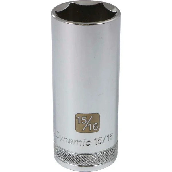 Dynamic Tools 1/2" Drive 6 Point SAE, 15/16" Deep Length, Chrome Finish Socket (D016530)