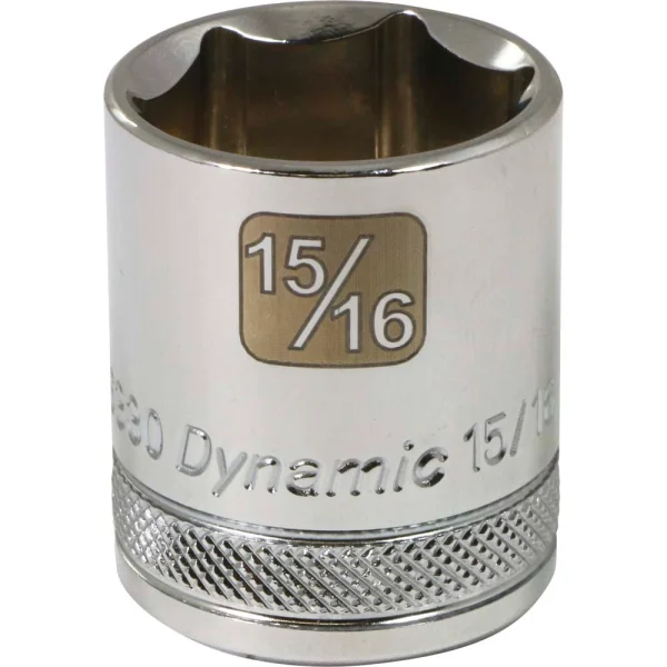 Dynamic Tools 1/2" Drive 6 Point SAE, 15/16" Standard Length, Chrome Finish Socket (D016330)