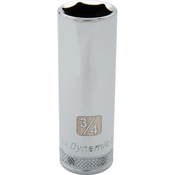 Dynamic Tools 1/2" Drive 6 Point SAE, 3/4" Deep Length, Chrome Finish Socket (D016524)