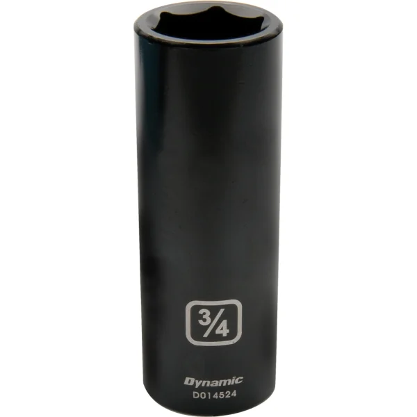 Dynamic Tools 1/2" Drive 6 Point SAE, 3/4" Deep Length, Impact Socket (D014524)