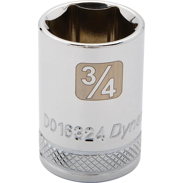 Dynamic Tools 1/2" Drive 6 Point SAE, 3/4" Standard Length, Chrome Finish Socket (D016324)