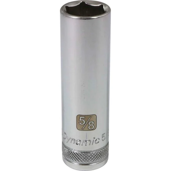 Dynamic Tools 1/2" Drive 6 Point SAE, 5/8" Deep Length, Chrome Finish Socket (D016520)