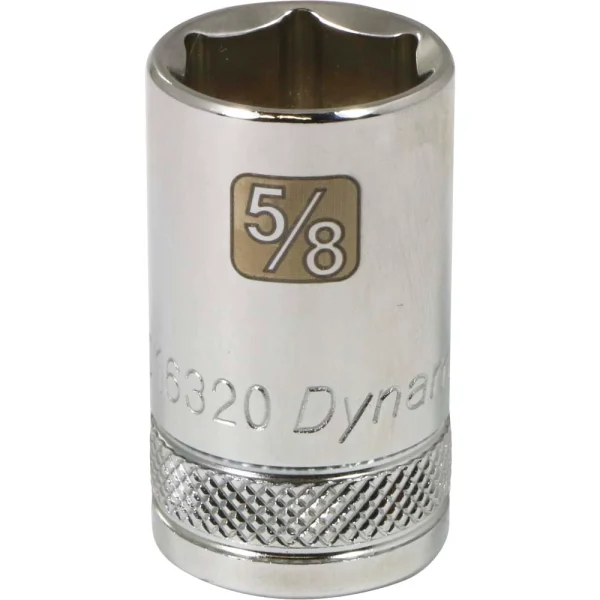 Dynamic Tools 1/2" Drive 6 Point SAE, 5/8" Standard Length, Chrome Finish Socket (D016320)