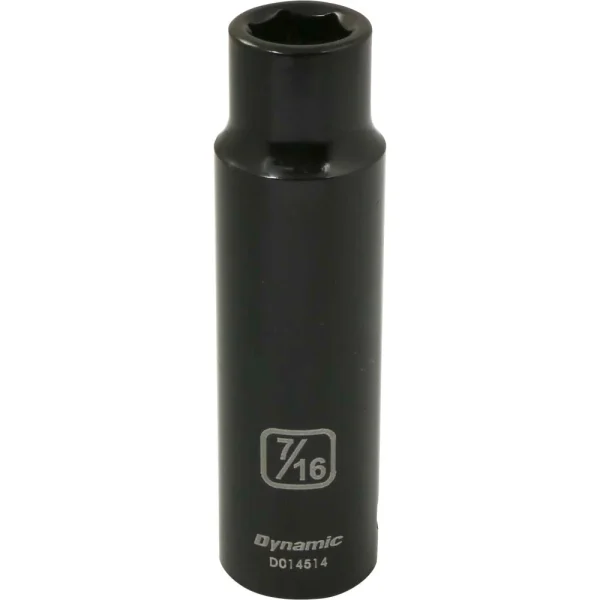 Dynamic Tools 1/2" Drive 6 Point SAE, 7/16" Deep Length, Impact Socket (D014514)