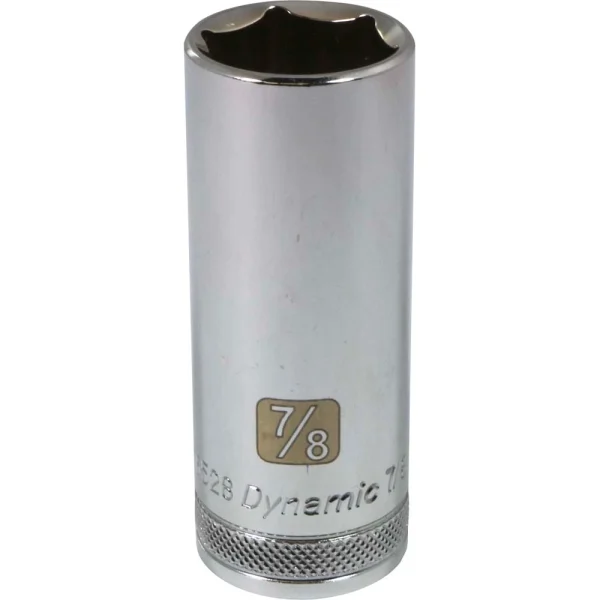 Dynamic Tools 1/2" Drive 6 Point SAE, 7/8" Deep Length, Chrome Finish Socket (D016528)