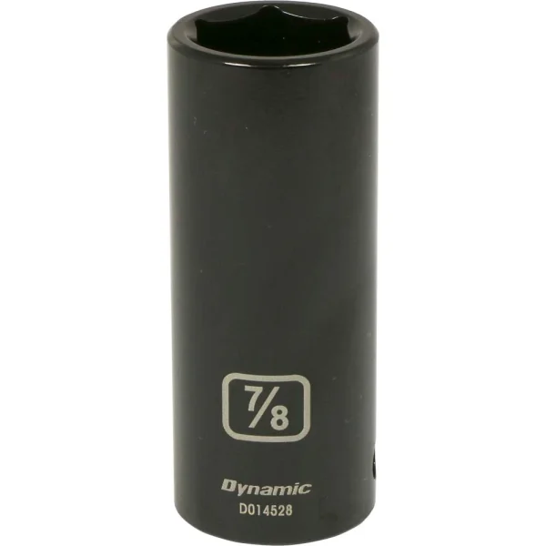 Dynamic Tools 1/2" Drive 6 Point SAE, 7/8" Deep Length, Impact Socket (D014528)