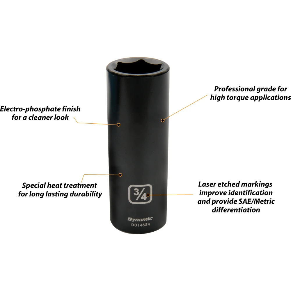 Dynamic Tools 1/2" Drive 6 Point SAE, 7/8" Deep Length, Impact Socket (D014528) — product image 3
