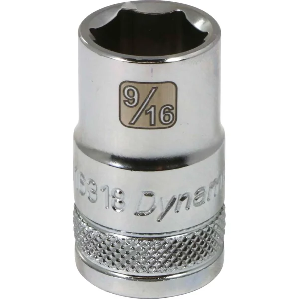 Dynamic Tools 1/2" Drive 6 Point SAE, 9/16" Standard Length, Chrome Finish Socket (D016318)