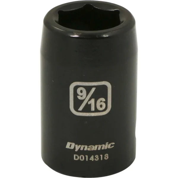 Dynamic Tools 1/2" Drive 6 Point SAE, 9/16" Standard Length, Impact Socket (D014318)