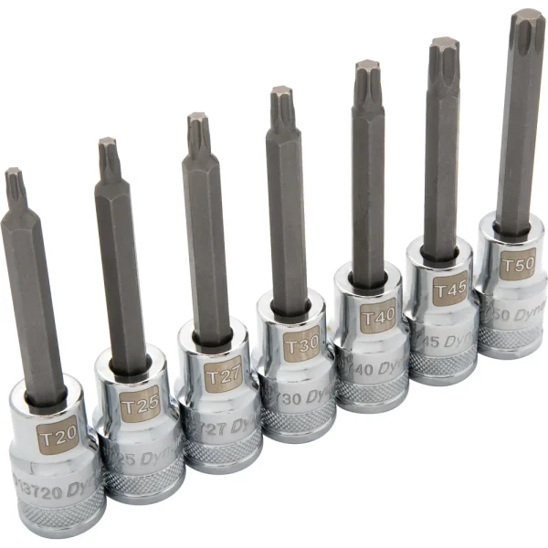 Dynamic Tools 1/2" Drive 7 Piece Long, Torx® Socket Set, T20 - T50 (D018017)