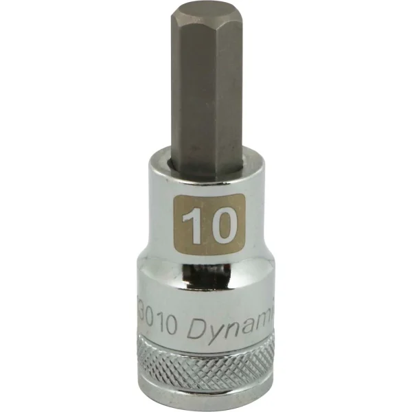 Dynamic Tools 1/2" Drive Metric Hex Head, 10mm Bit Standard Length, Chrome Finish Socket (D013010)