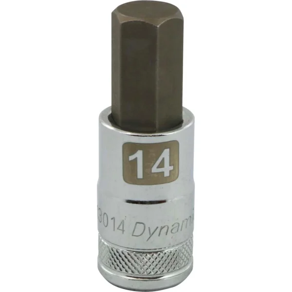 Dynamic Tools 1/2" Drive Metric Hex Head, 14mm Bit Standard Length, Chrome Finish Socket (D013014)