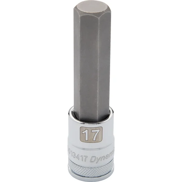 Dynamic Tools 1/2" Drive Metric Hex Head, 6mm Long Bit, Chrome Finish Socket (D013406)