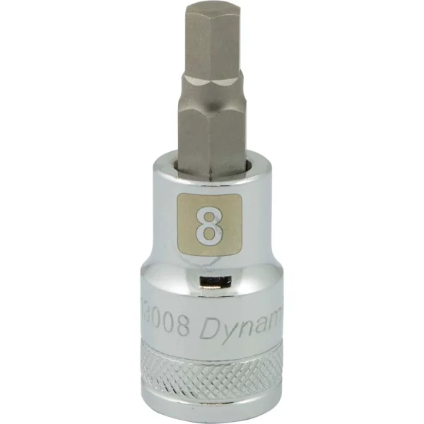 Dynamic Tools 1/2" Drive Metric Hex Head, 8mm Bit Standard Length, Chrome Finish Socket (D013008)