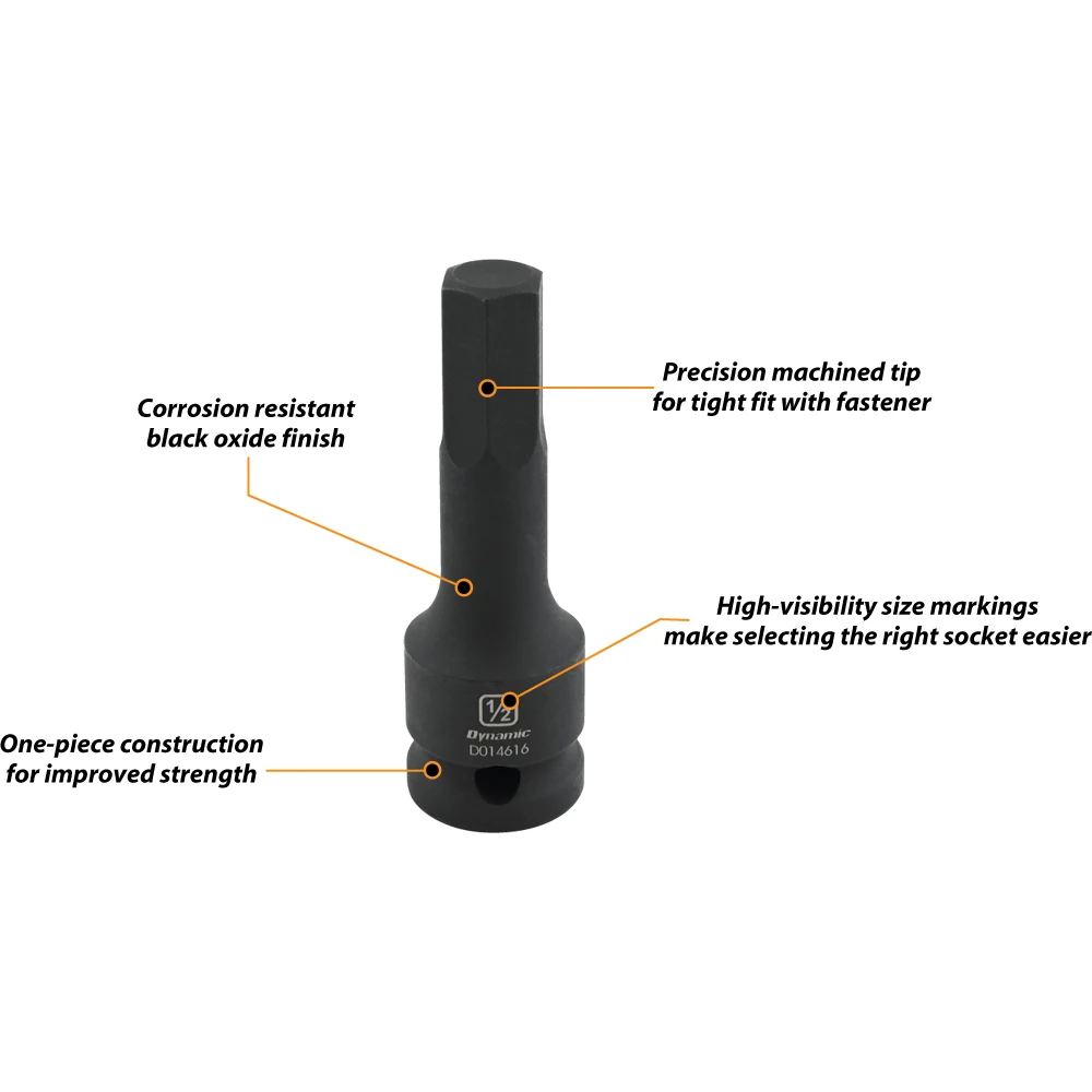 Dynamic Tools 1/2" Drive SAE Hex Head, 1/2", Bit Impact Socket (D014616) — product image 5