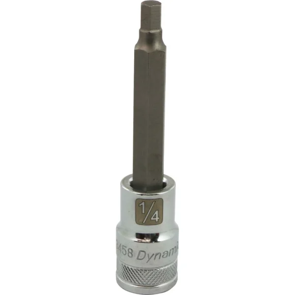 Dynamic Tools 1/2" Drive SAE Hex Head, 1/4" Long Bit, Chrome Finish Socket (D013458)
