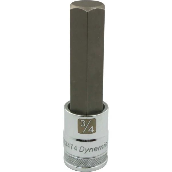 Dynamic Tools 1/2" Drive SAE Hex Head, 3/4" Long Bit, Chrome Finish Socket (D013474)