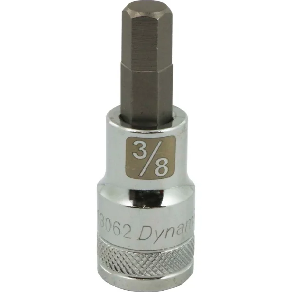 Dynamic Tools 1/2" Drive SAE Hex Head, 3/8" Bit Standard Length, Chrome Finish Socket (D013062)