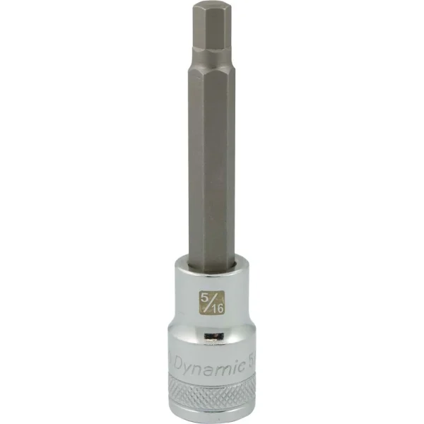 Dynamic Tools 1/2" Drive SAE Hex Head, 5/16" Long Bit, Chrome Finish Socket (D013460)
