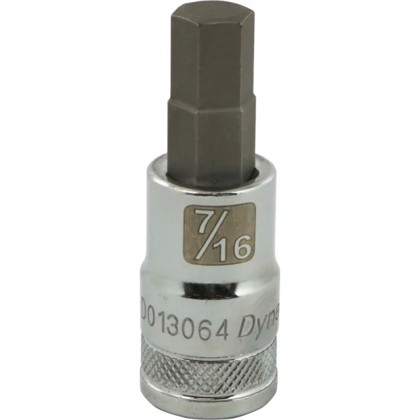 Dynamic Tools 1/2" Drive SAE Hex Head, 7/16" Bit Standard Length, Chrome Finish Socket (D013064)