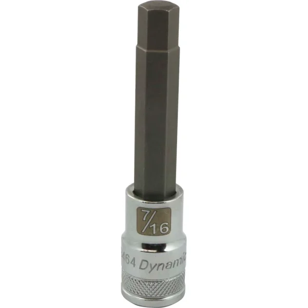 Dynamic Tools 1/2" Drive SAE Hex Head, 7/16" Long Bit, Chrome Finish Socket (D013464)