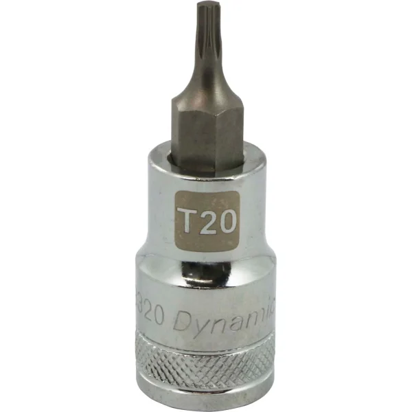 Dynamic Tools 1/2" Drive Torx® Head, T20 Bit Regular Length, Chrome Finish Socket (D013320)