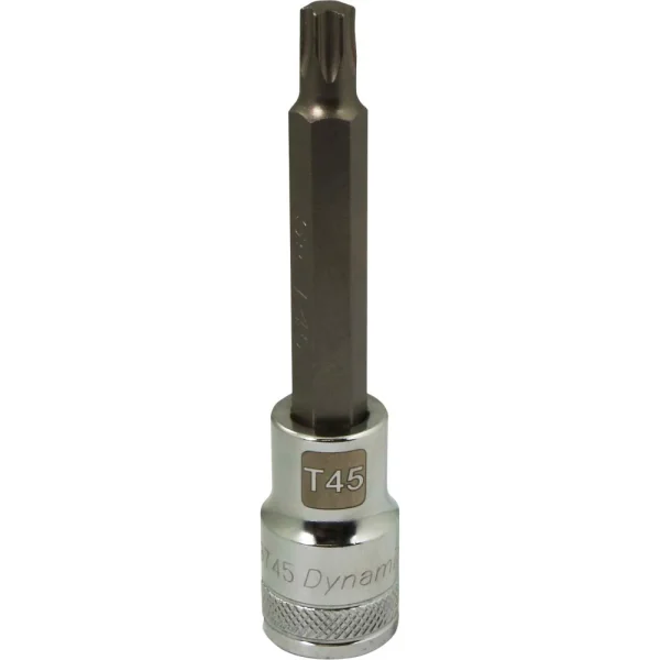 Dynamic Tools 1/2" Drive Torx® Head, T45 Long Bit, Chrome Finish Socket (D013745)
