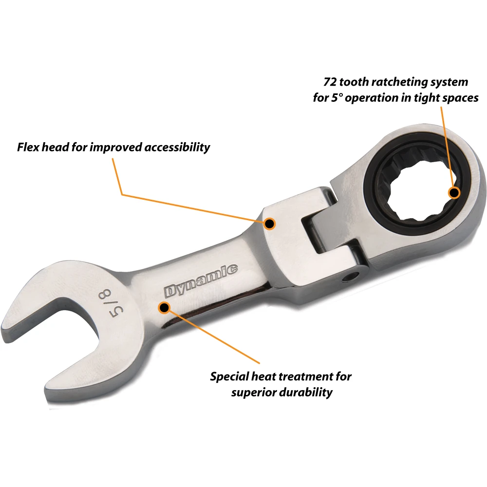 Dynamic Tools 1/2" Stubby Flex Head Ratcheting Wrench (D076216) — product image 3